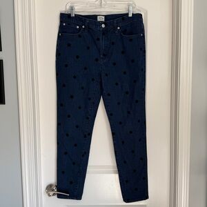 J. Crew Dark Blue Jeans with Black Dots
